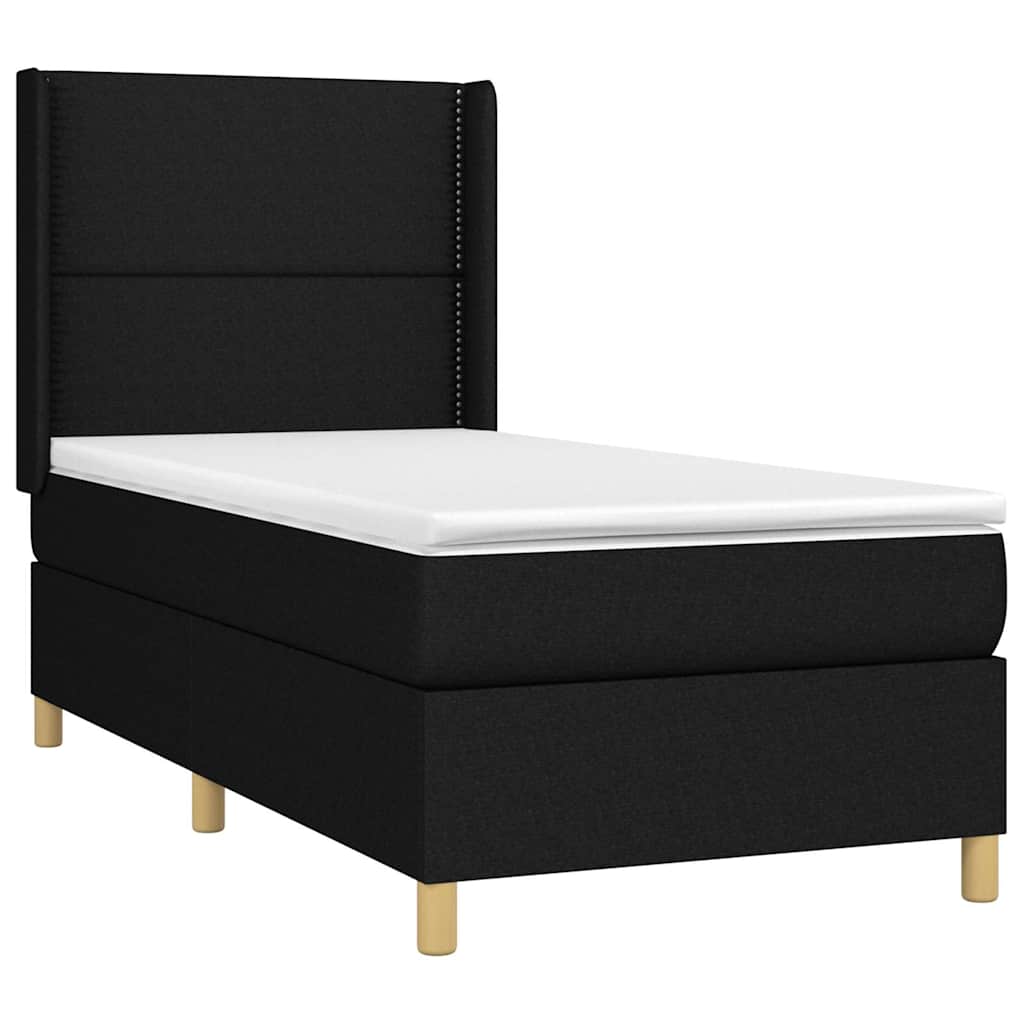 Krevet box spring s madracem LED crni 100x200 cm od tkanine