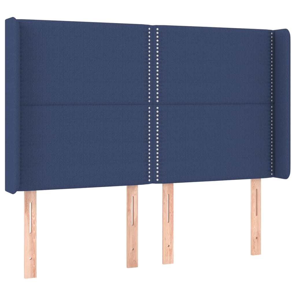 Krevet box spring s madracem LED plavi 140x190 cm od tkanine