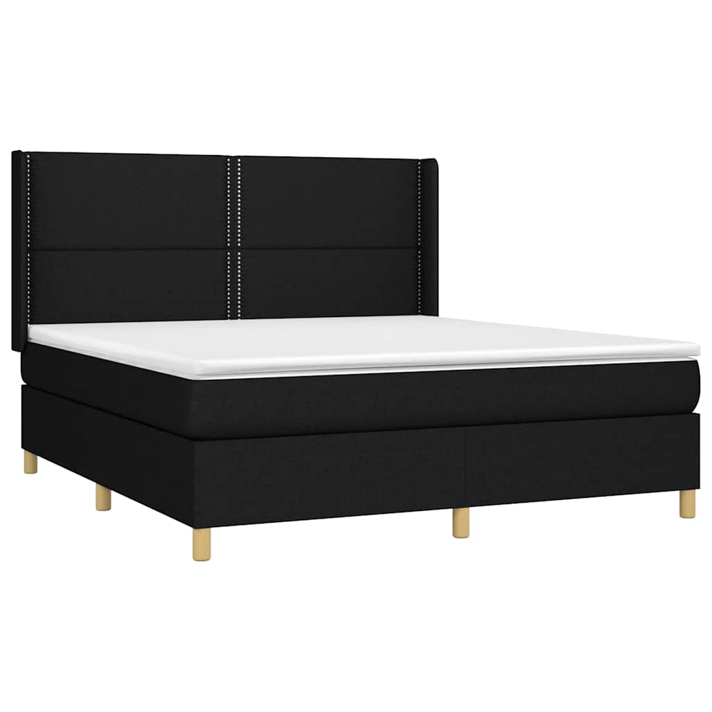 Krevet box spring s madracem LED crni 160x200 cm od tkanine