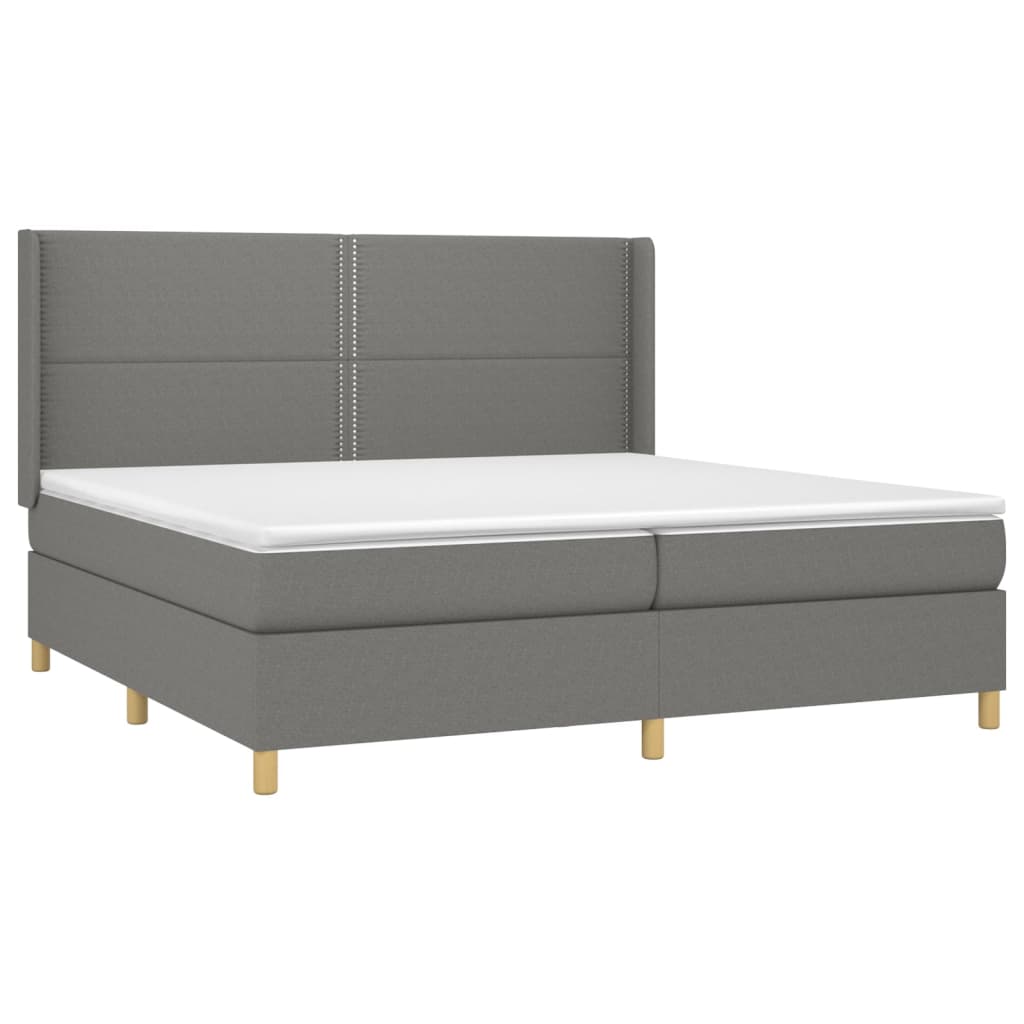 Krevet box spring s madracem LED tamnosivi 200x200 cm tkanina