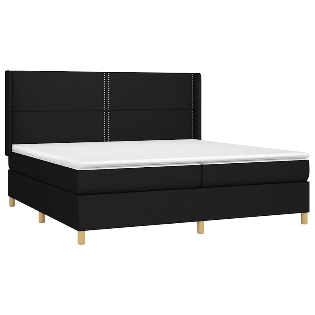 Krevet box spring s madracem LED crni 200x200 cm od tkanine