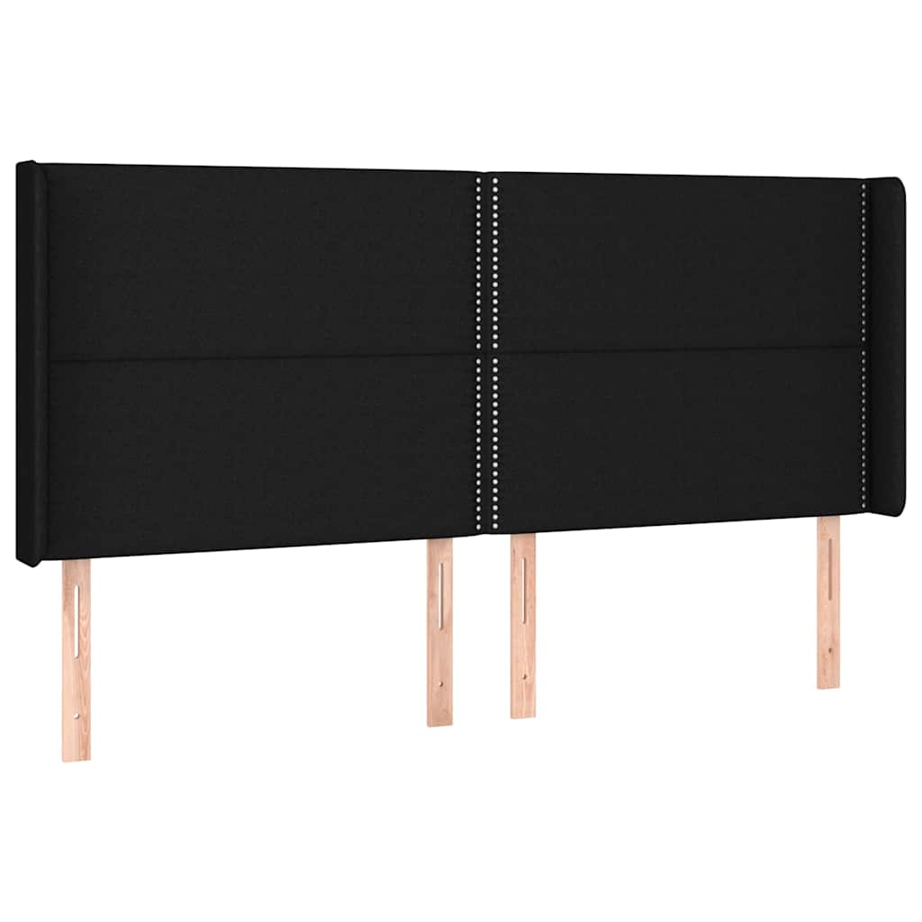 Krevet box spring s madracem LED crni 200x200 cm od tkanine