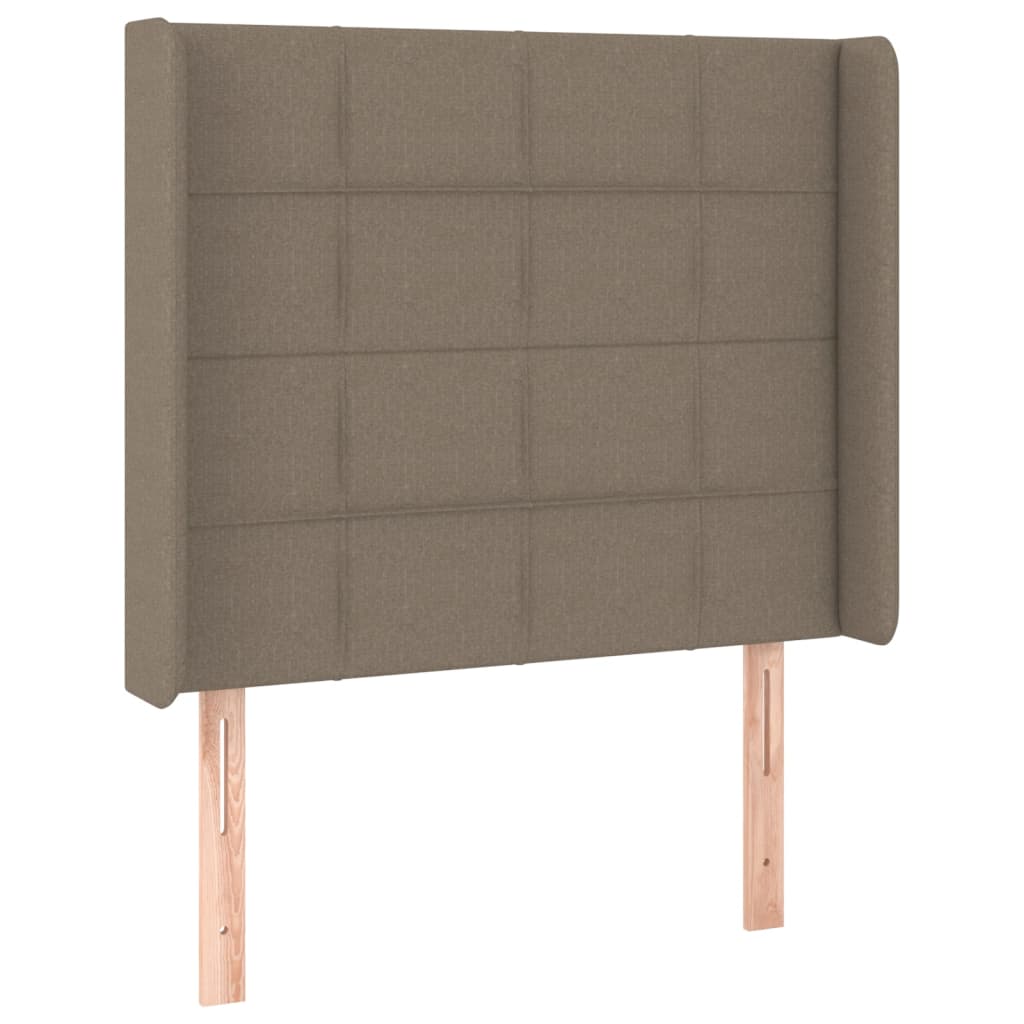 Krevet box spring s madracem LED smeđesivi 90x190 cm tkanina