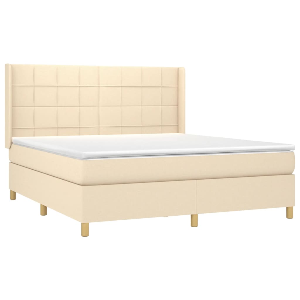 Krevet box spring s madracem LED krem 160x200 cm od tkanine