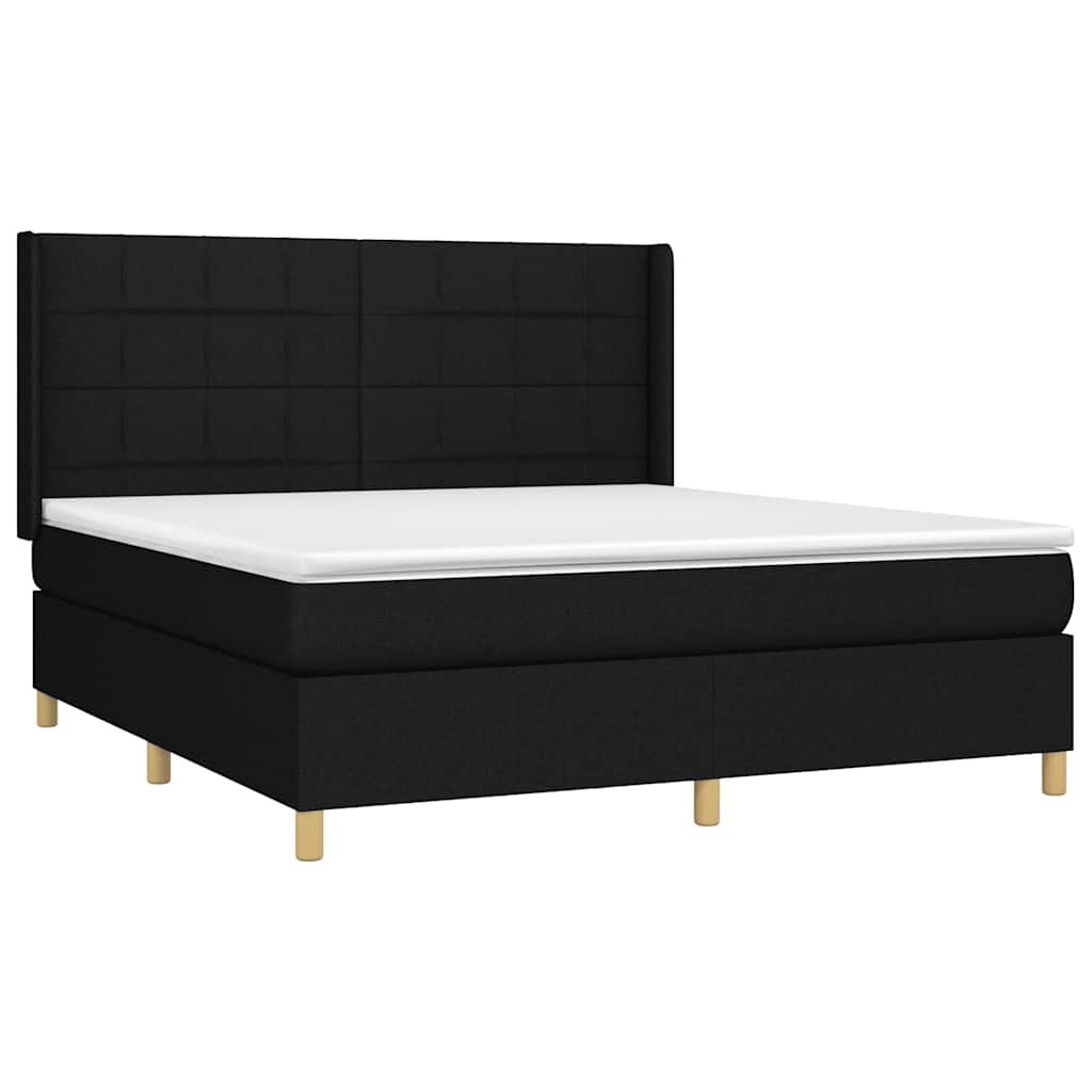 Krevet box spring s madracem LED crni 180x200 cm od tkanine
