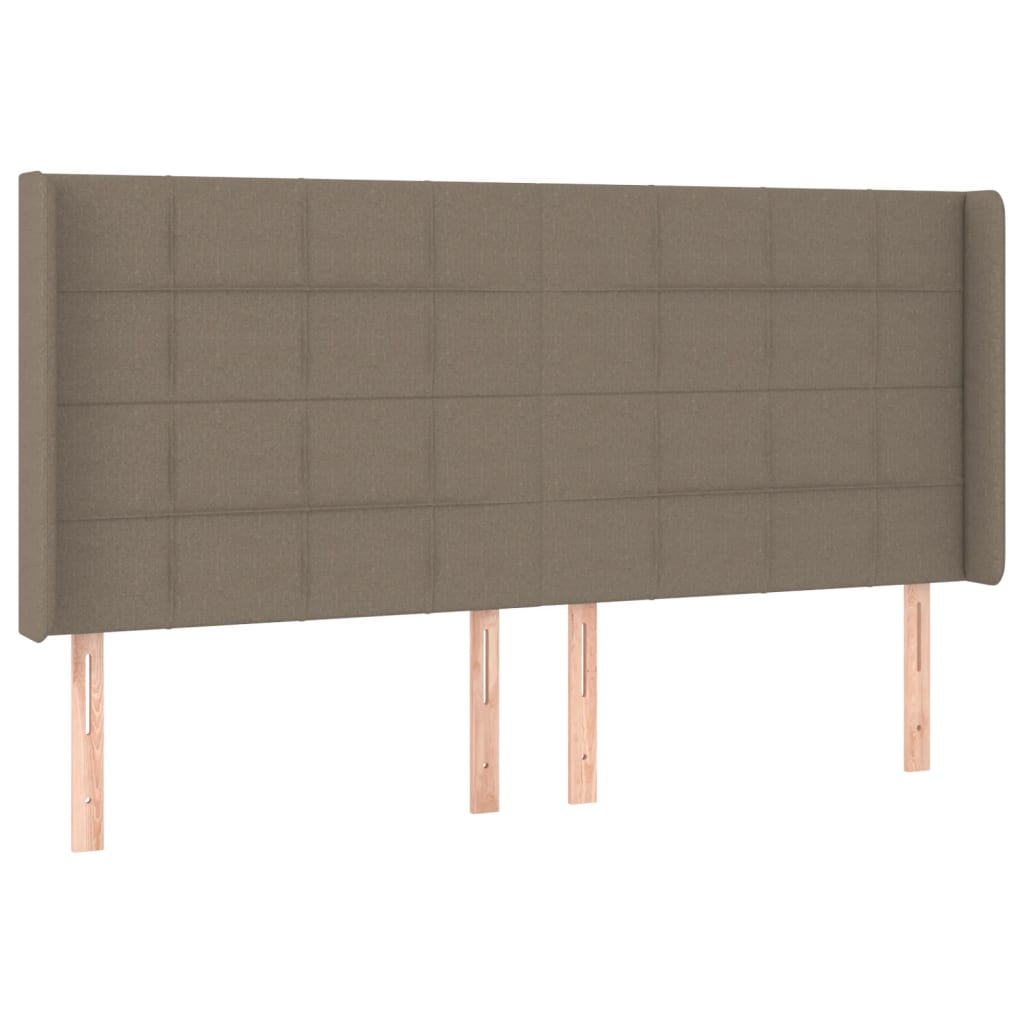 Krevet box spring s madracem LED smeđesivi 180x200 cm tkanina