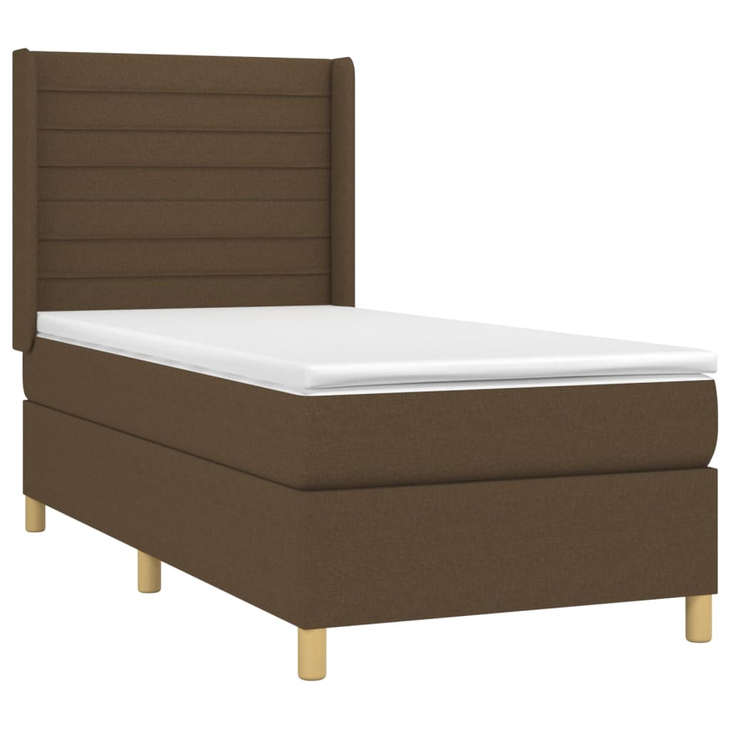 Krevet box spring s madracem LED tamnosmeđi 80 x 200 cm tkanina
