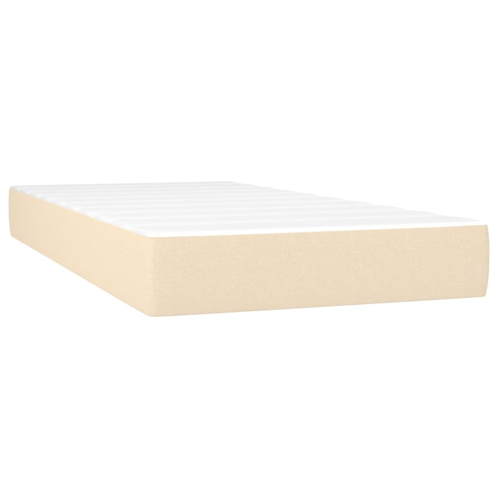 Krevet box spring s madracem LED krem 90x190 cm od tkanine