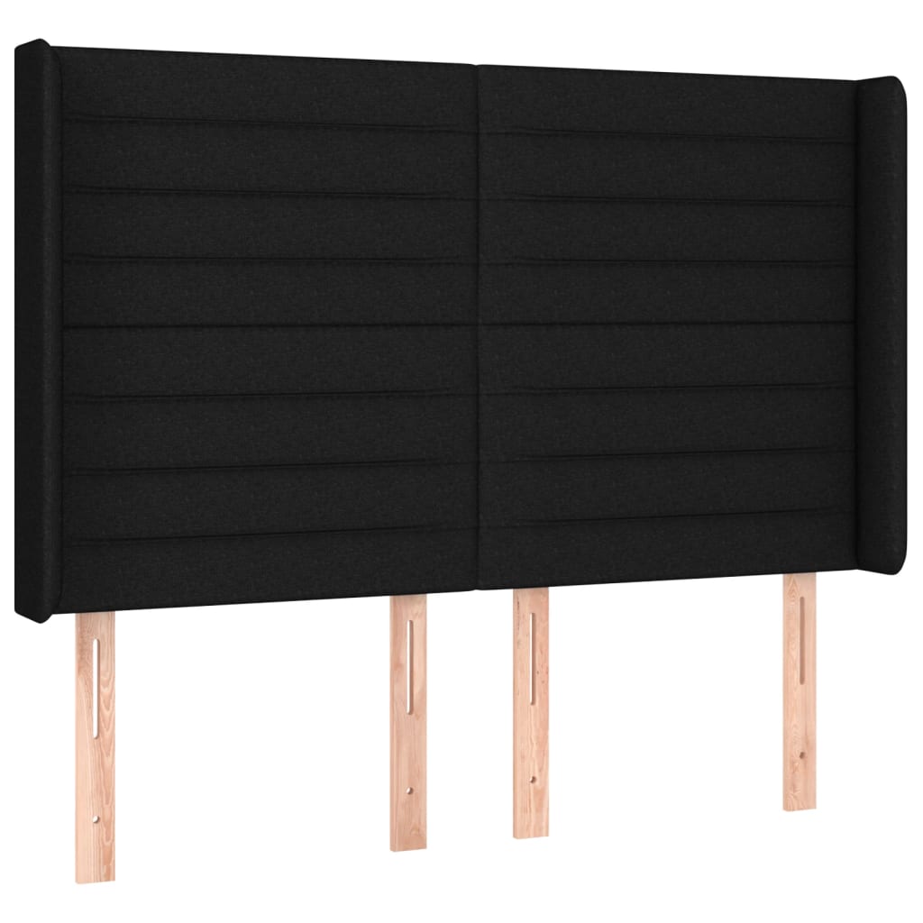 Krevet box spring s madracem LED crni 140x190 cm od tkanine