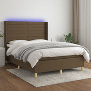 Krevet box spring s madracem LED tamnosmeđi 140x200 cm tkanina