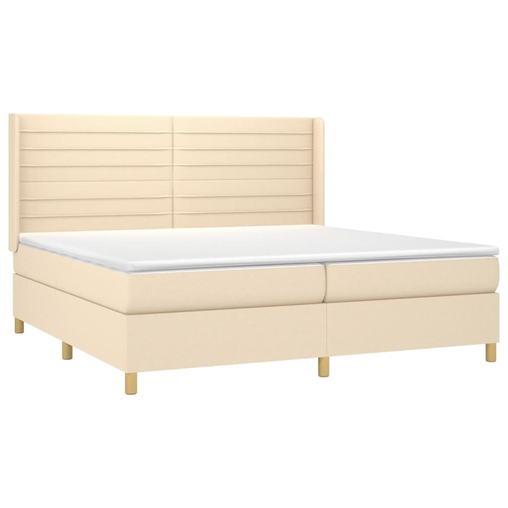 Krevet box spring s madracem LED krem 200x200 cm od tkanine