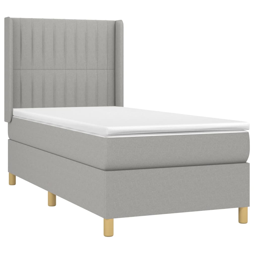 Krevet box spring s madracem LED svjetlosivi 80x200 cm tkanina