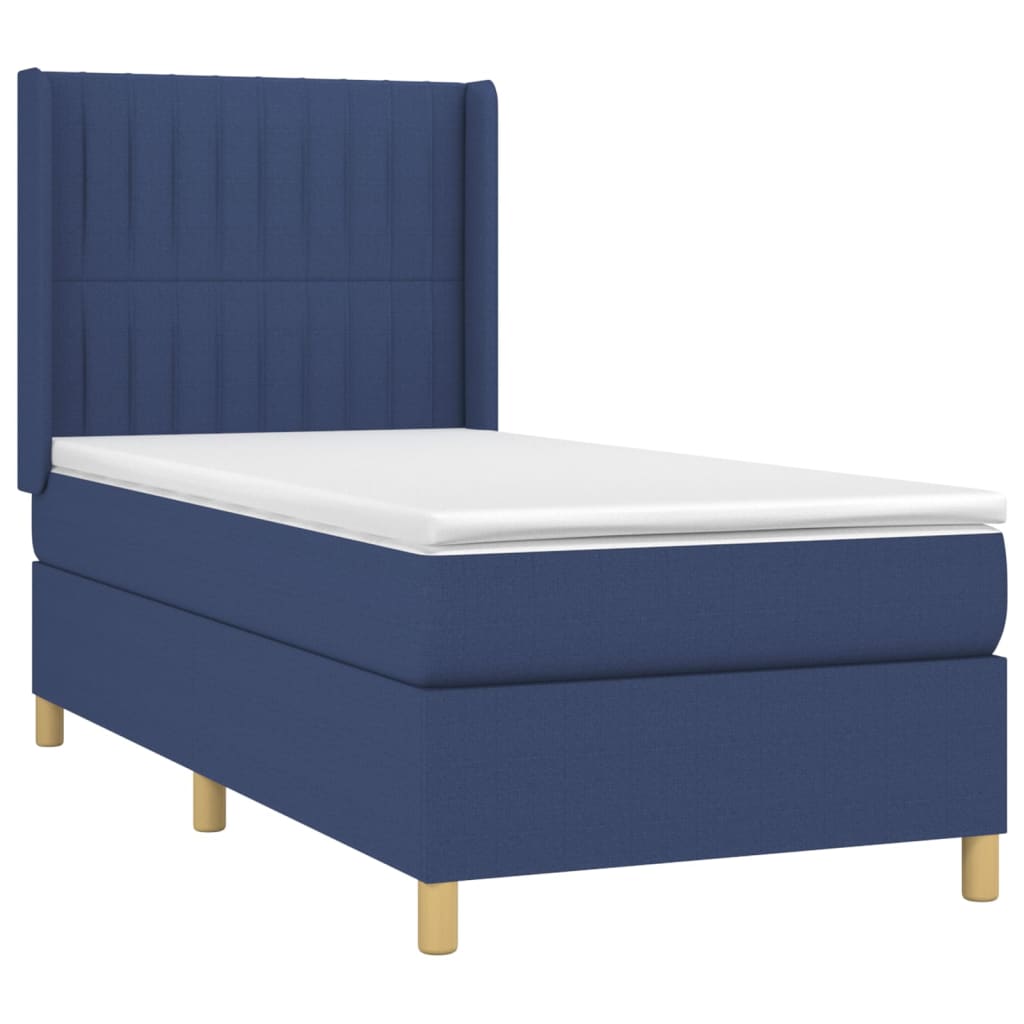 Krevet box spring s madracem LED plavi 80 x 200 cm od tkanine