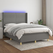 Krevet box spring s madracem LED tamnosivi 140x200 cm tkanina