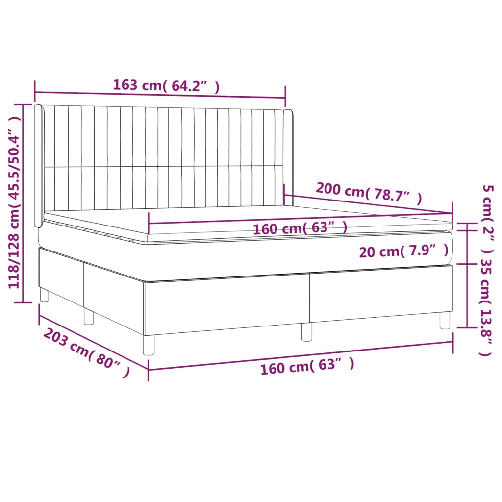 Krevet box spring s madracem LED plavi 160x200 cm od tkanine