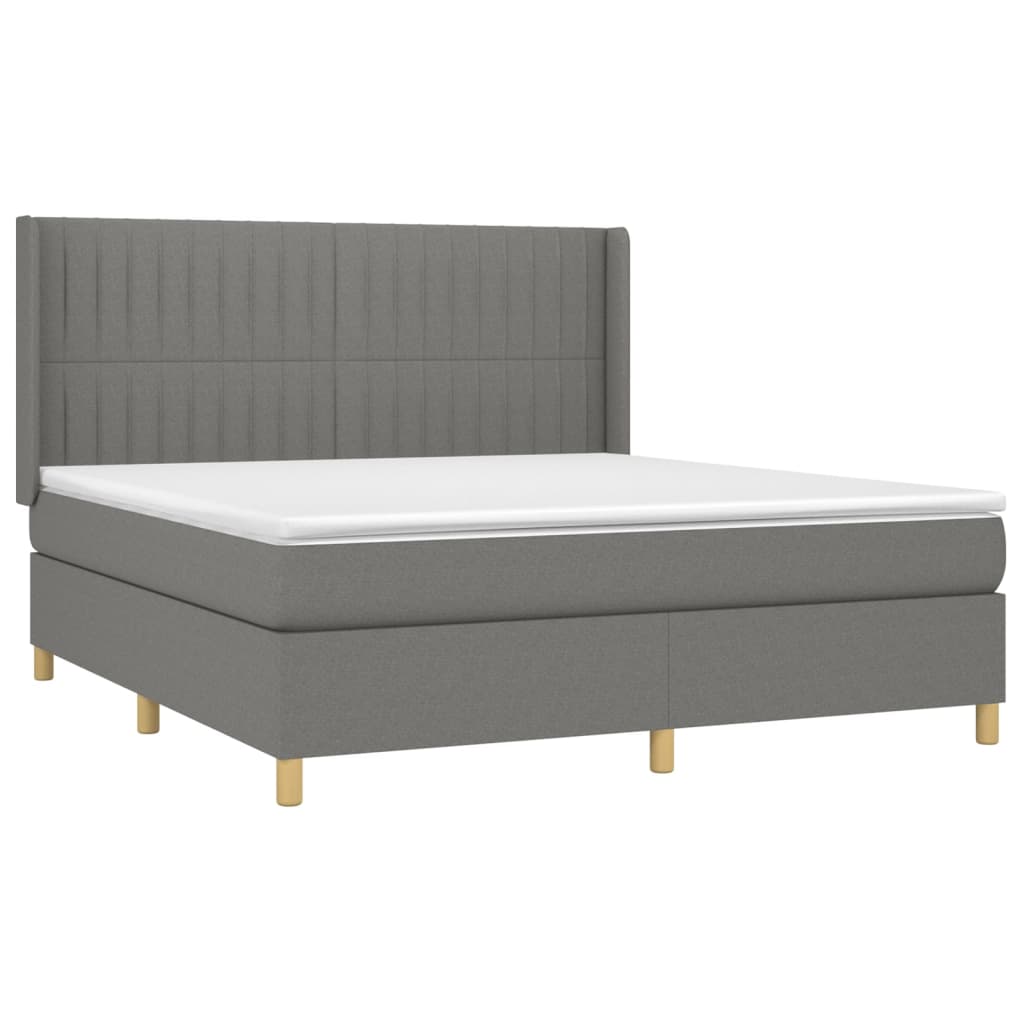 Krevet box spring s madracem LED tamnosivi 180x200 cm tkanina