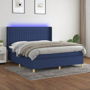 Krevet box spring s madracem LED plavi 180x200 cm od tkanine