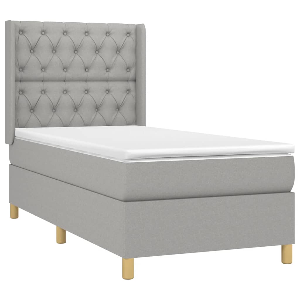 Krevet box spring s madracem LED svjetlosivi 80x200 cm tkanina