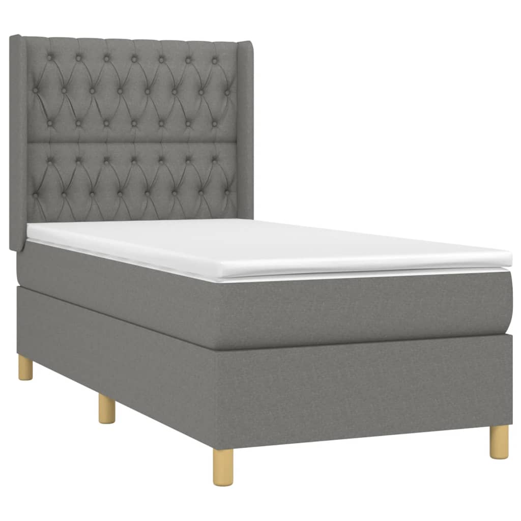 Krevet box spring s madracem LED tamnosivi 90x190 cm tkanina