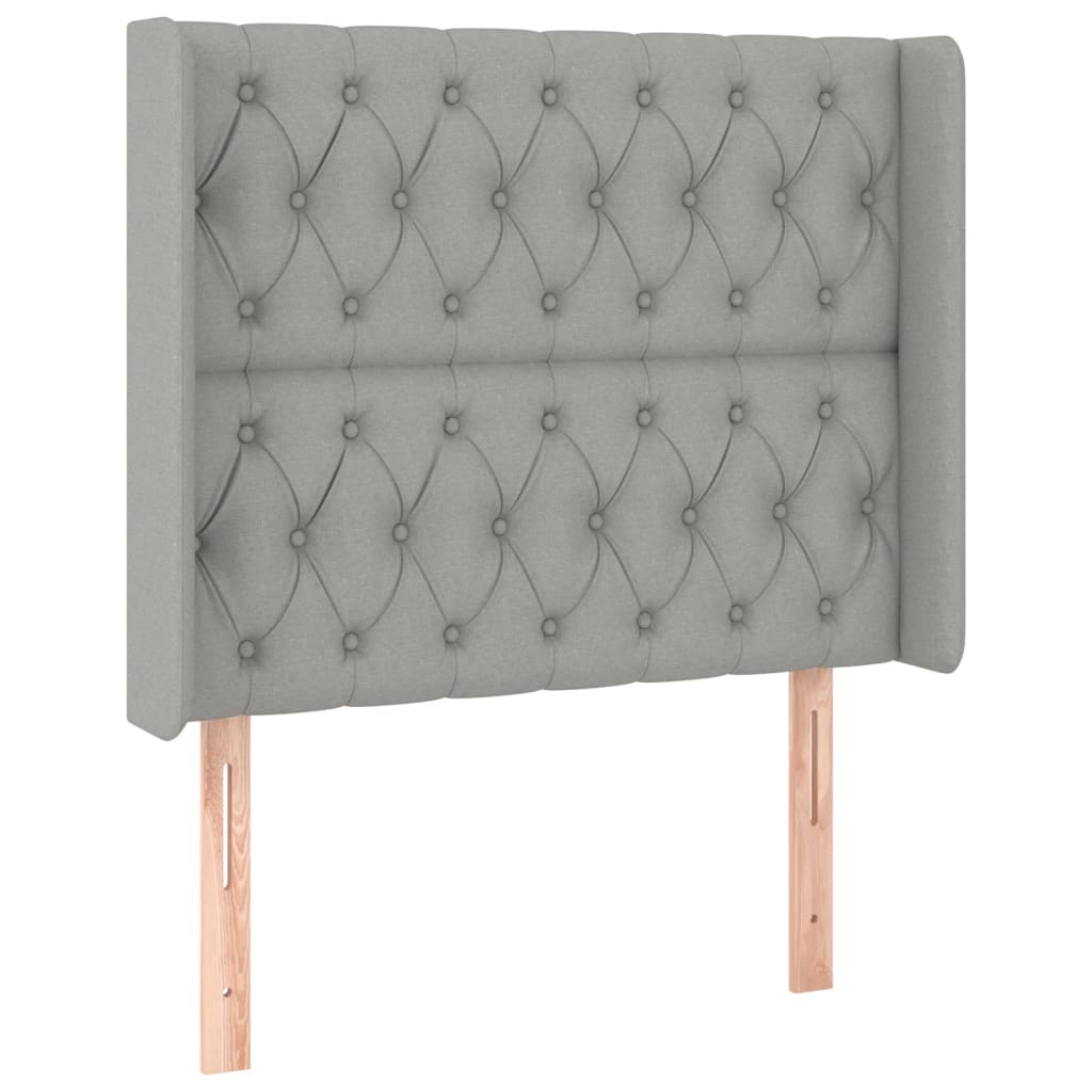 Krevet box spring s madracem LED svjetlosivi 90x200 cm tkanina