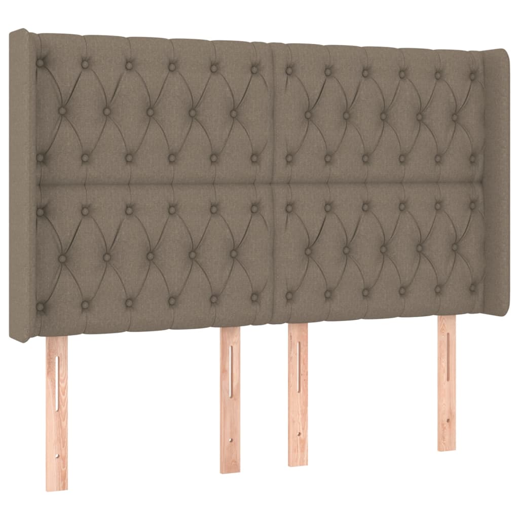 Krevet box spring s madracem LED smeđesivi 140x190 cm tkanina