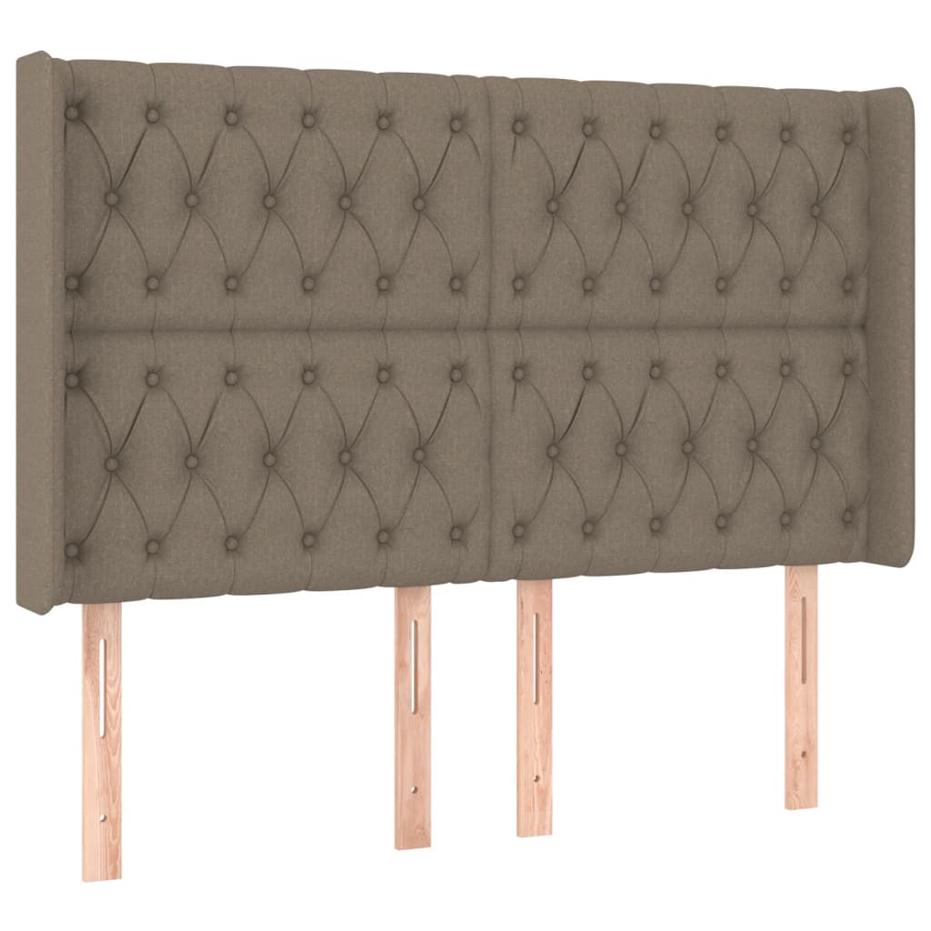 Krevet box spring s madracem LED smeđesivi 160x200 cm tkanina