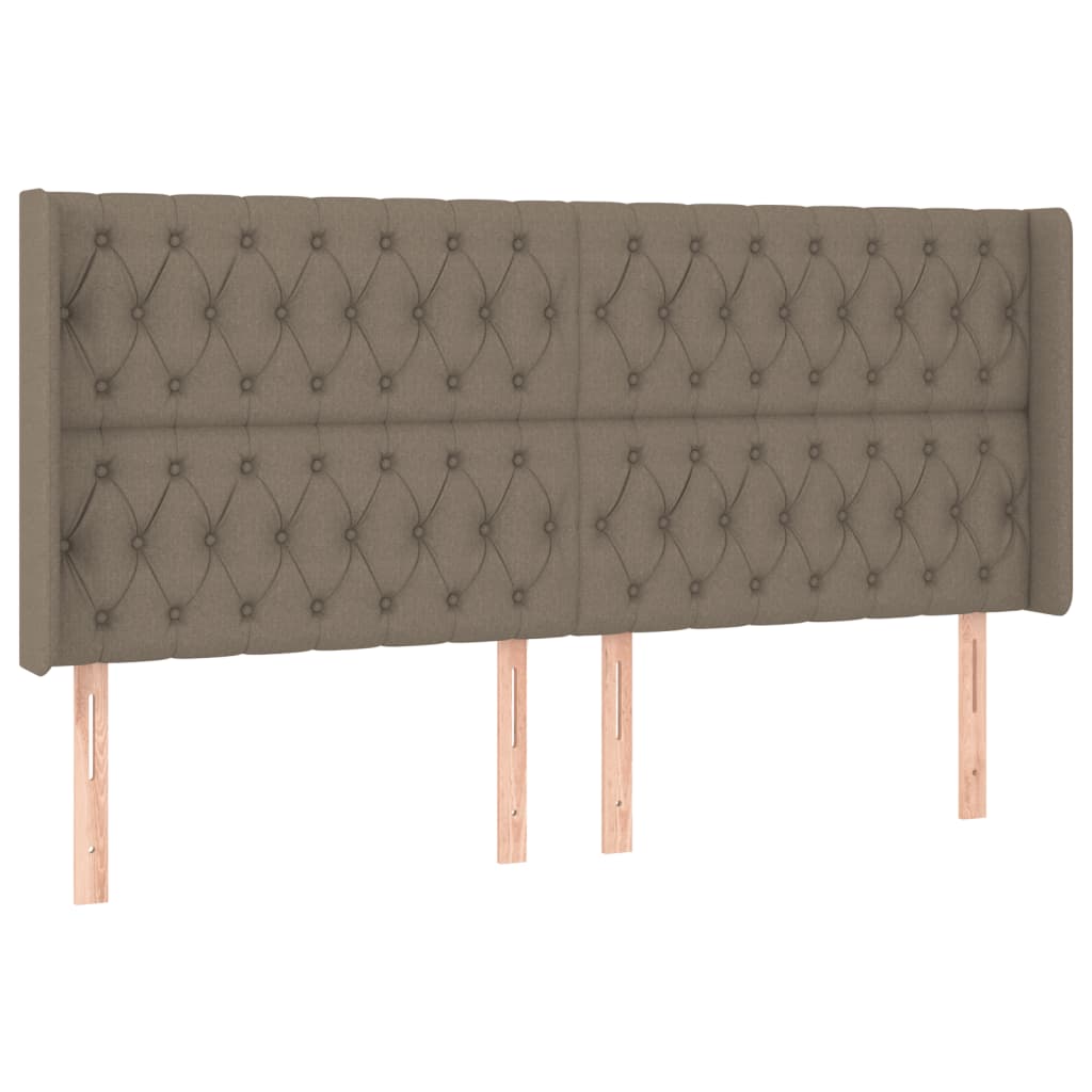 Krevet box spring s madracem LED smeđesivi 200x200 cm tkanina