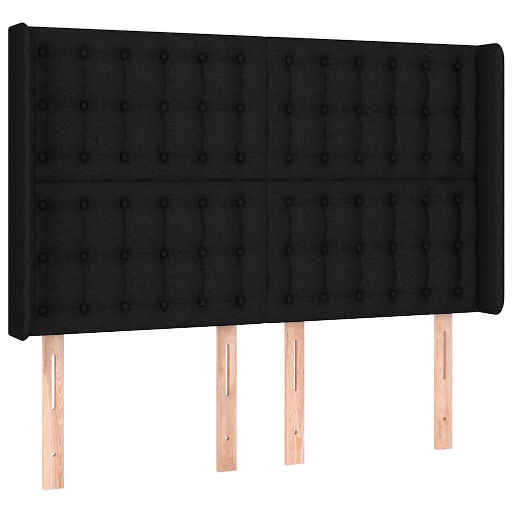 Krevet box spring s madracem LED crni 140x190 cm od tkanine