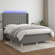 Krevet box spring s madracem LED tamnosivi 140x200 cm tkanina