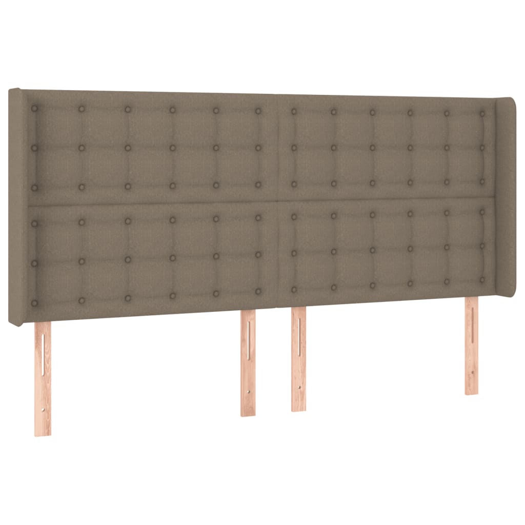 Krevet box spring s madracem LED smeđesivi 180x200 cm tkanina