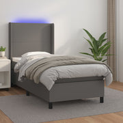 Krevet box spring s madracem LED sivi 80x200 cm od umjetne kože