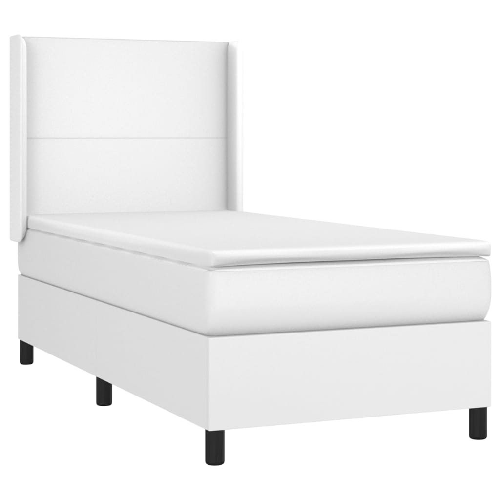 Krevet box spring s madracem LED bijeli 90x190 cm umjetna koža