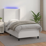 Krevet box spring s madracem LED bijeli 90x190 cm umjetna koža