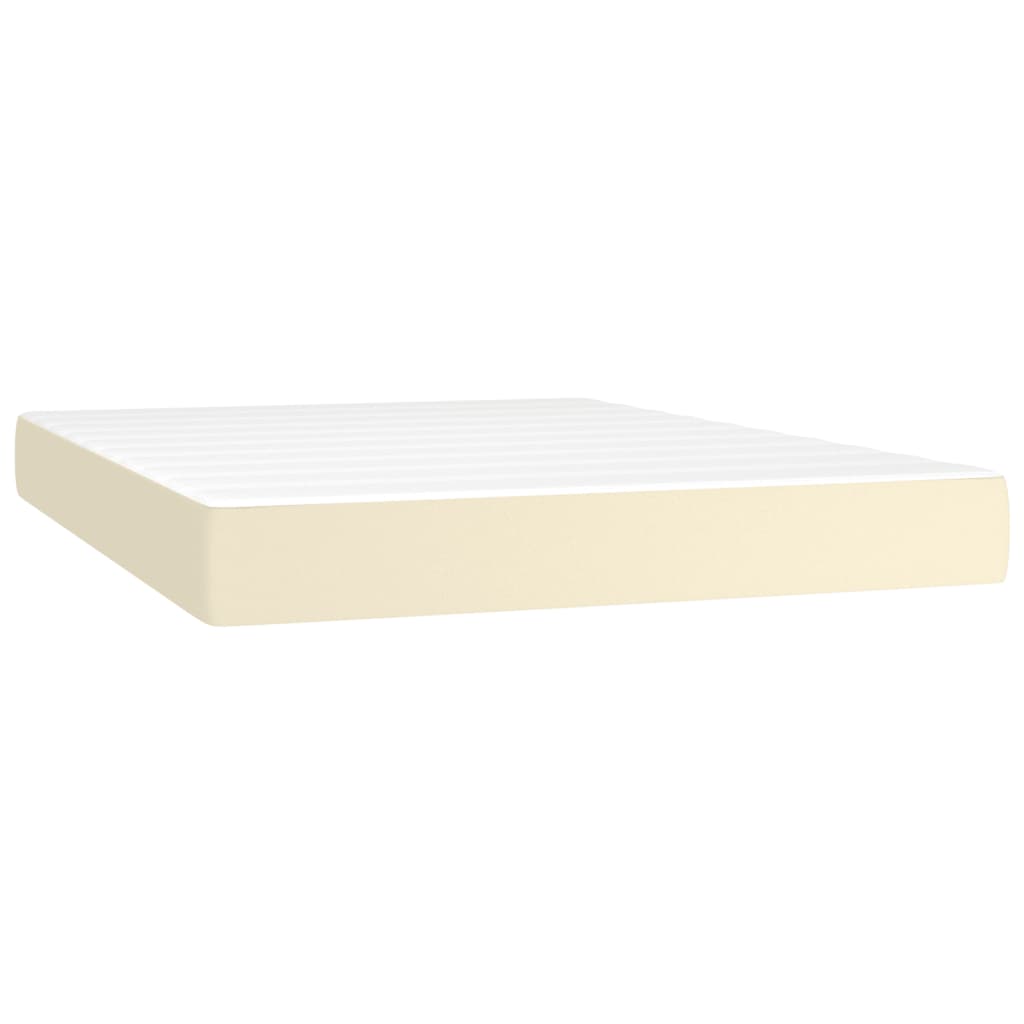 Krevet box spring s madracem LED krem 140x200cm od umjetne kože