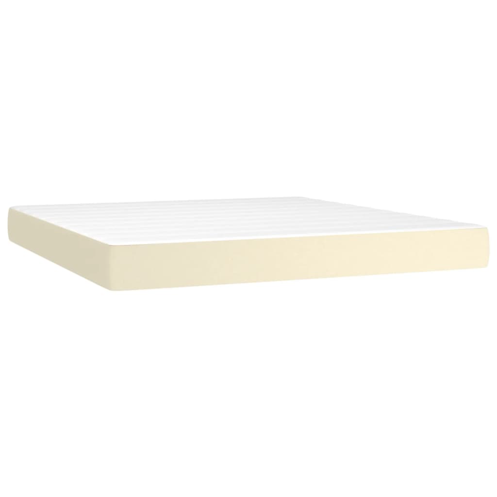 Krevet box spring s madracem LED krem 180x200cm od umjetne kože