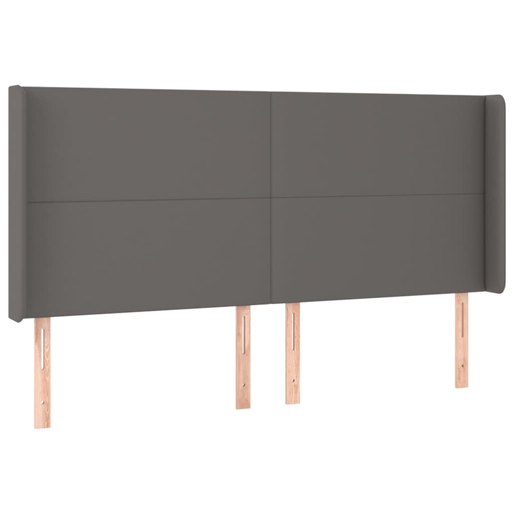 Krevet box spring s madracem LED sivi 180x200cm od umjetne kože