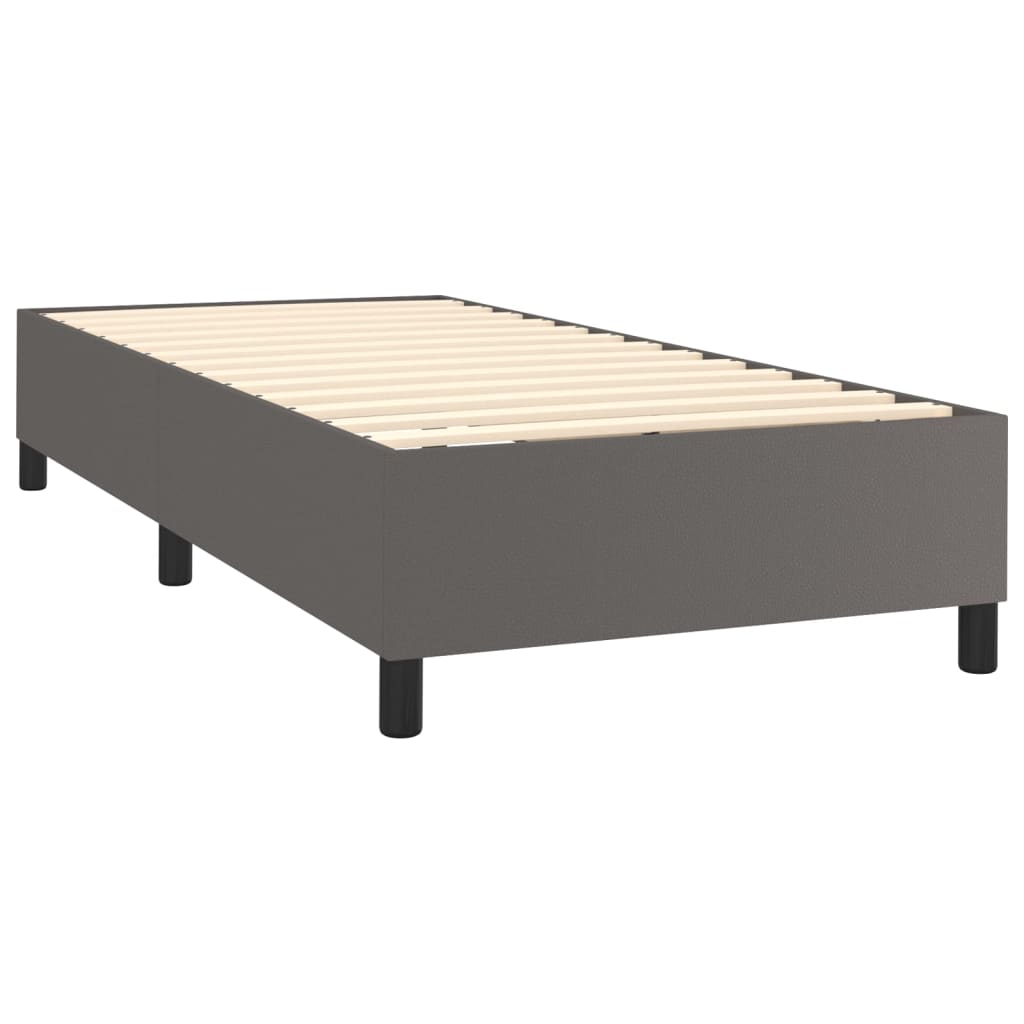 Krevet box spring s madracem LED sivi 100x200cm od umjetne kože