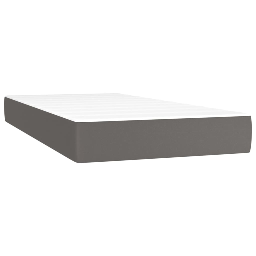 Krevet box spring s madracem LED sivi 100x200cm od umjetne kože