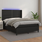 Krevet box spring s madracem LED crni 140 x 190 cm umjetna koža
