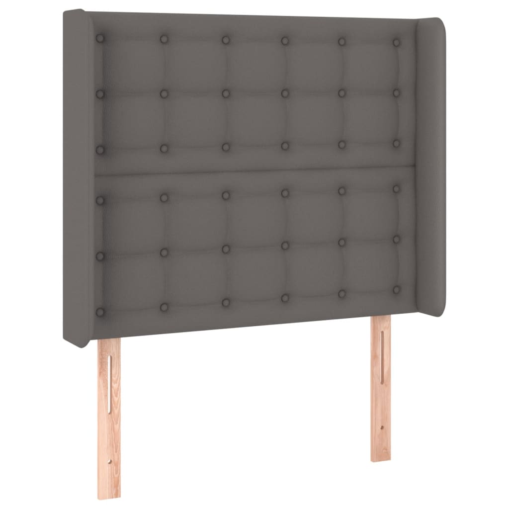 Krevet box spring s madracem LED sivi 90x190 cm od umjetne kože