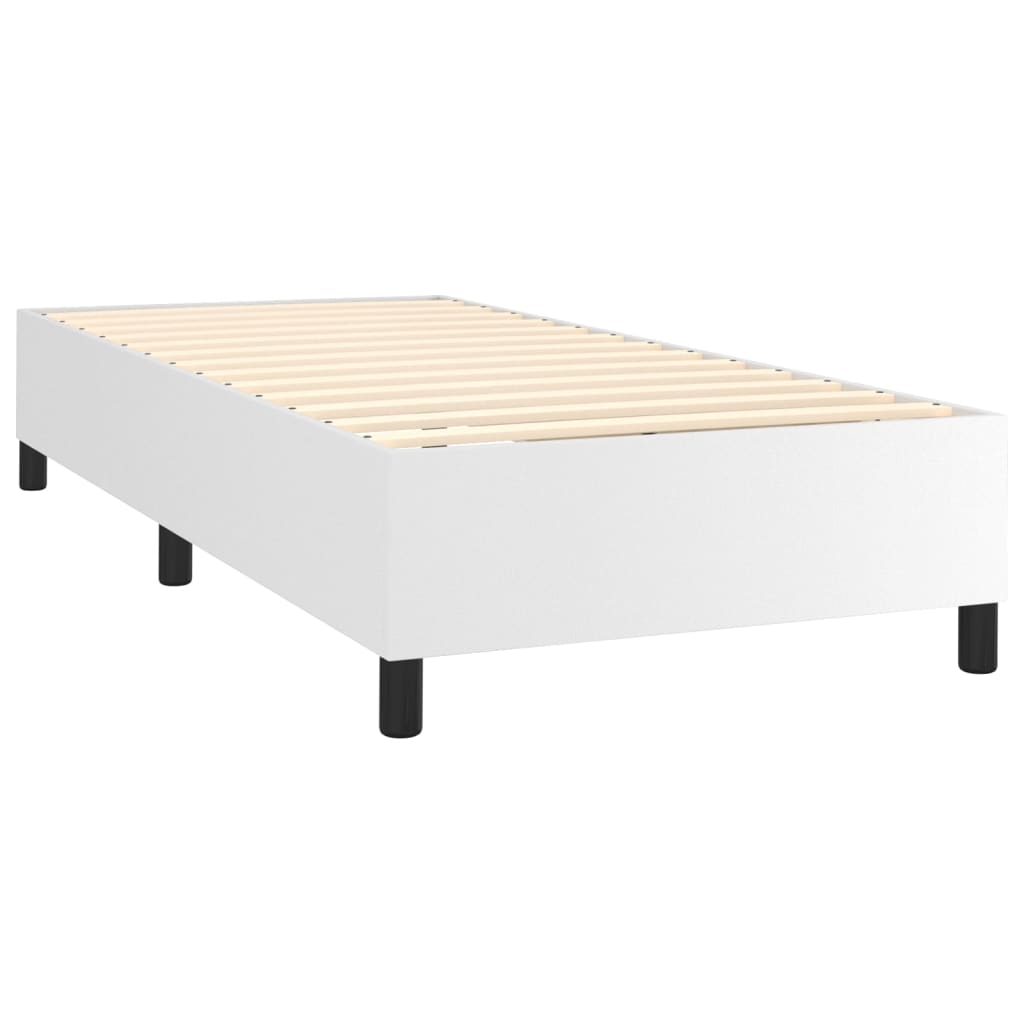 Krevet box spring s madracem LED bijeli 90x200 cm umjetna koža