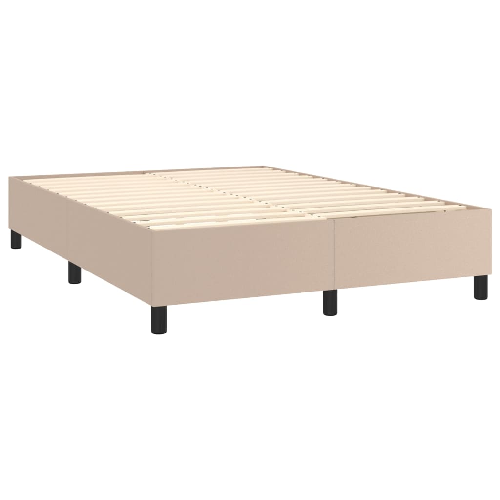 Krevet box spring madrac LED cappuccino 140x190cm umjetna koža