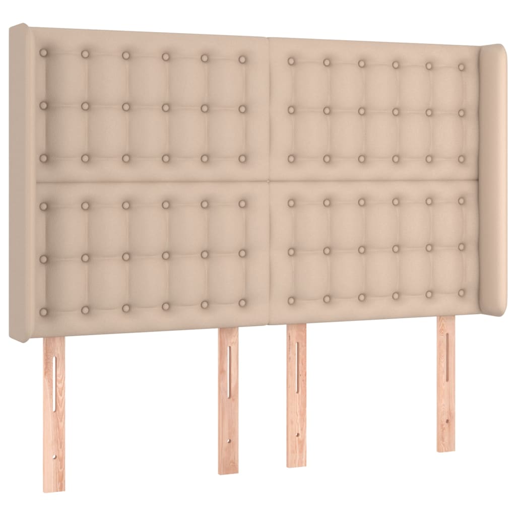 Krevet box spring madrac LED cappuccino 140x190cm umjetna koža