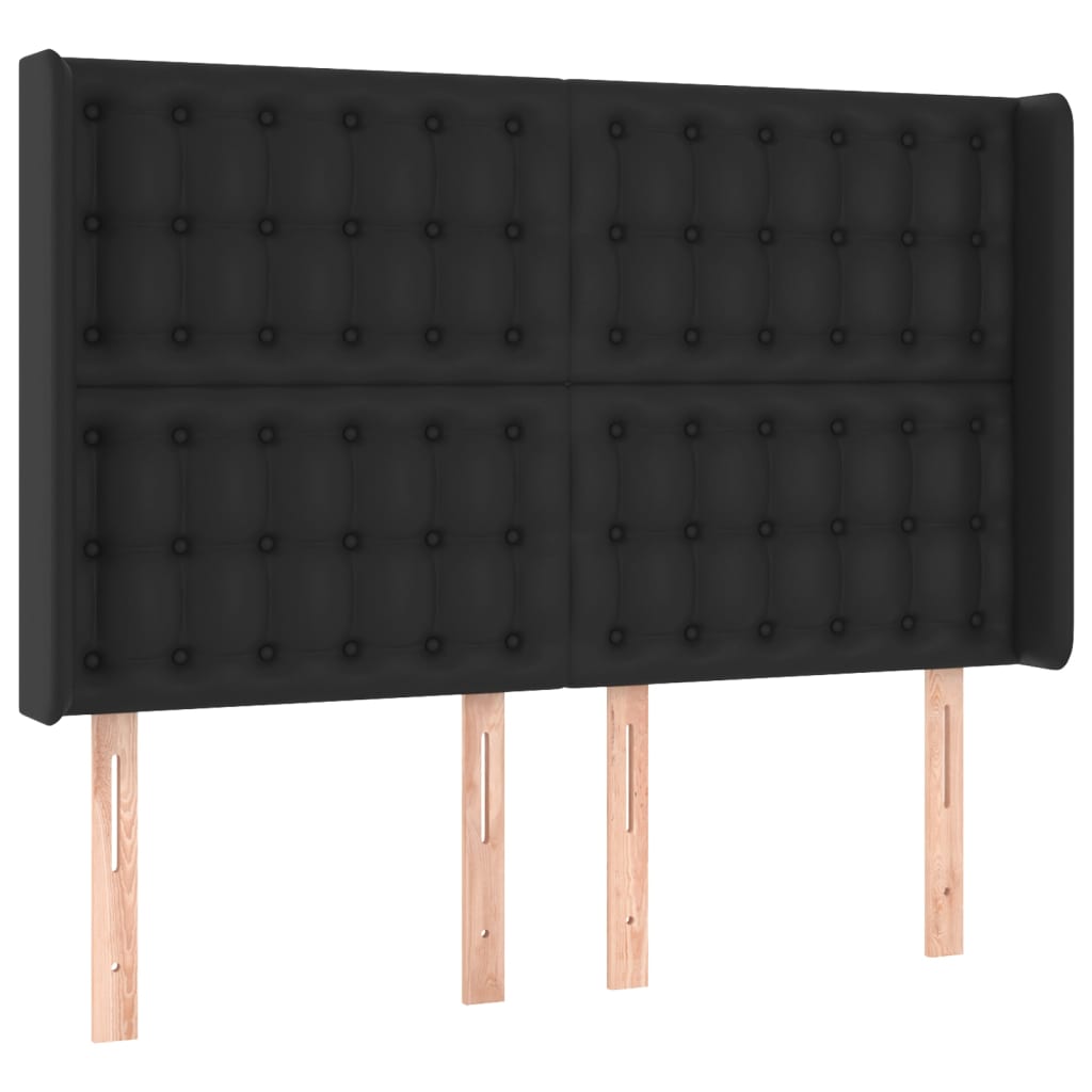 Krevet box spring s madracem LED crni 140x200cm od umjetne kože