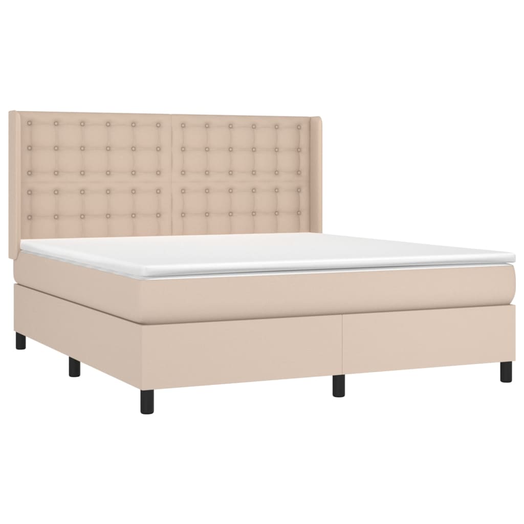 Krevet box spring madrac LED cappuccino 160x200cm umjetna koža