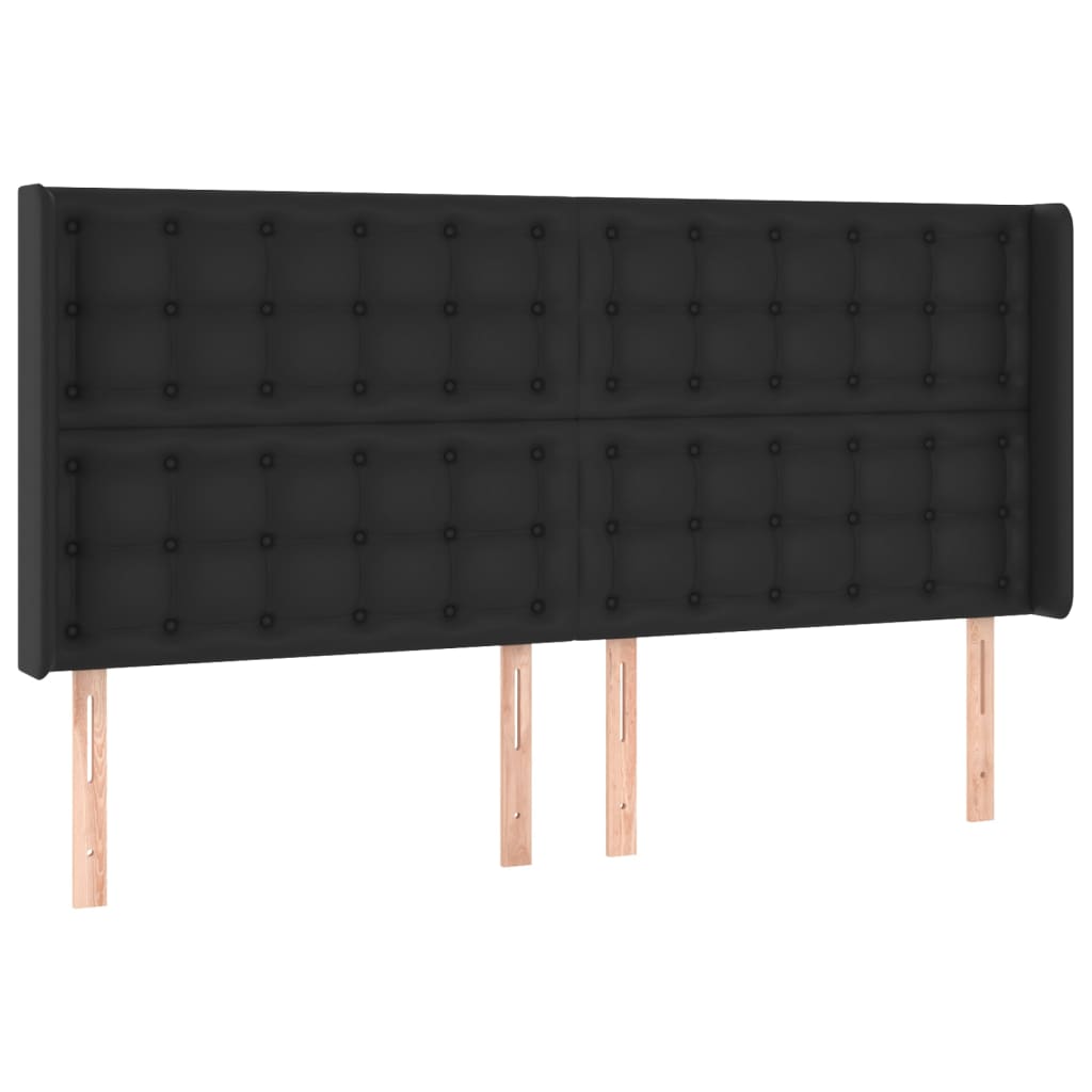 Krevet box spring s madracem LED crni 200x200cm od umjetne kože