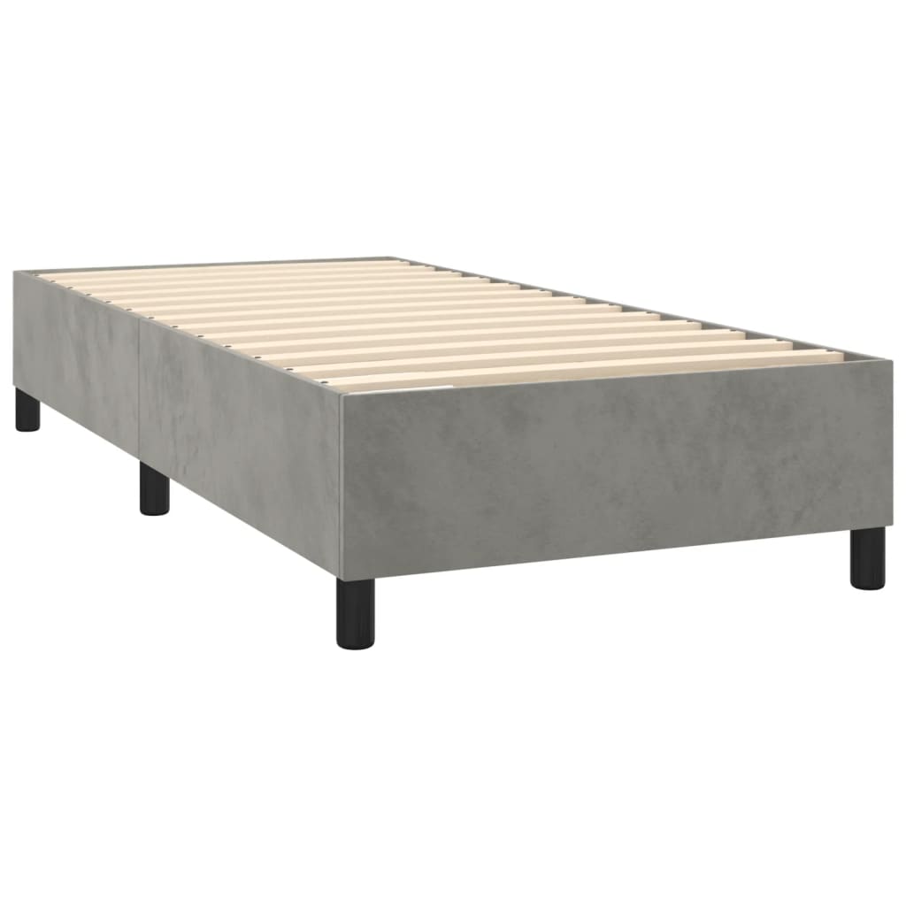 Krevet box spring s madracem LED svjetlosivi 80x200 cm baršun