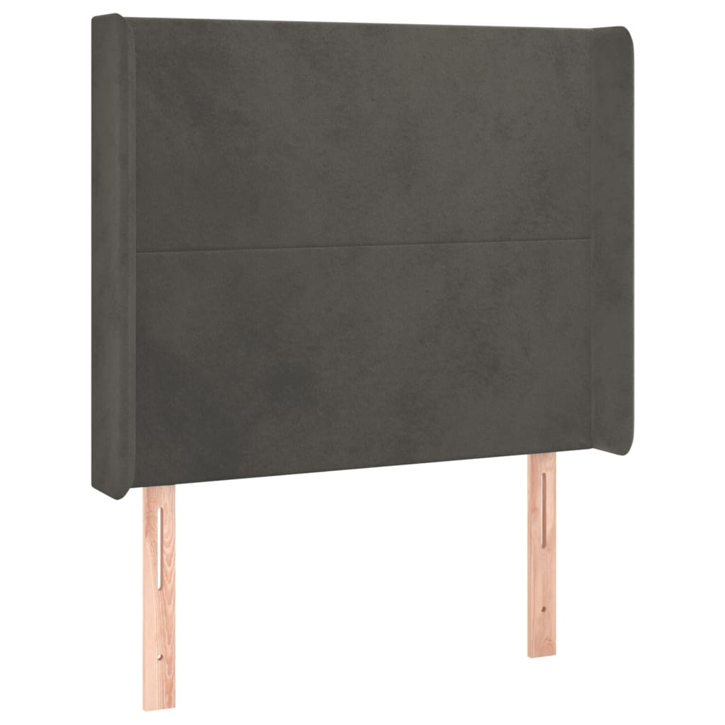 Krevet box spring s madracem LED tamnosivi 90x200 cm baršun