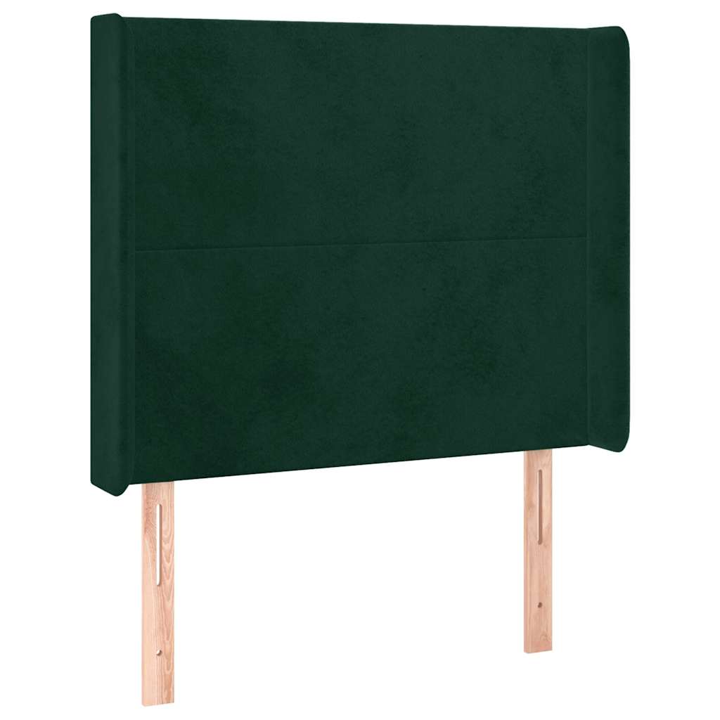 Krevet box spring s madracem LED tamnozeleni 90x200 cm baršun
