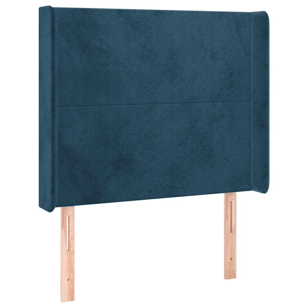 Krevet box spring s madracem LED tamnoplavi 100x200 cm baršun